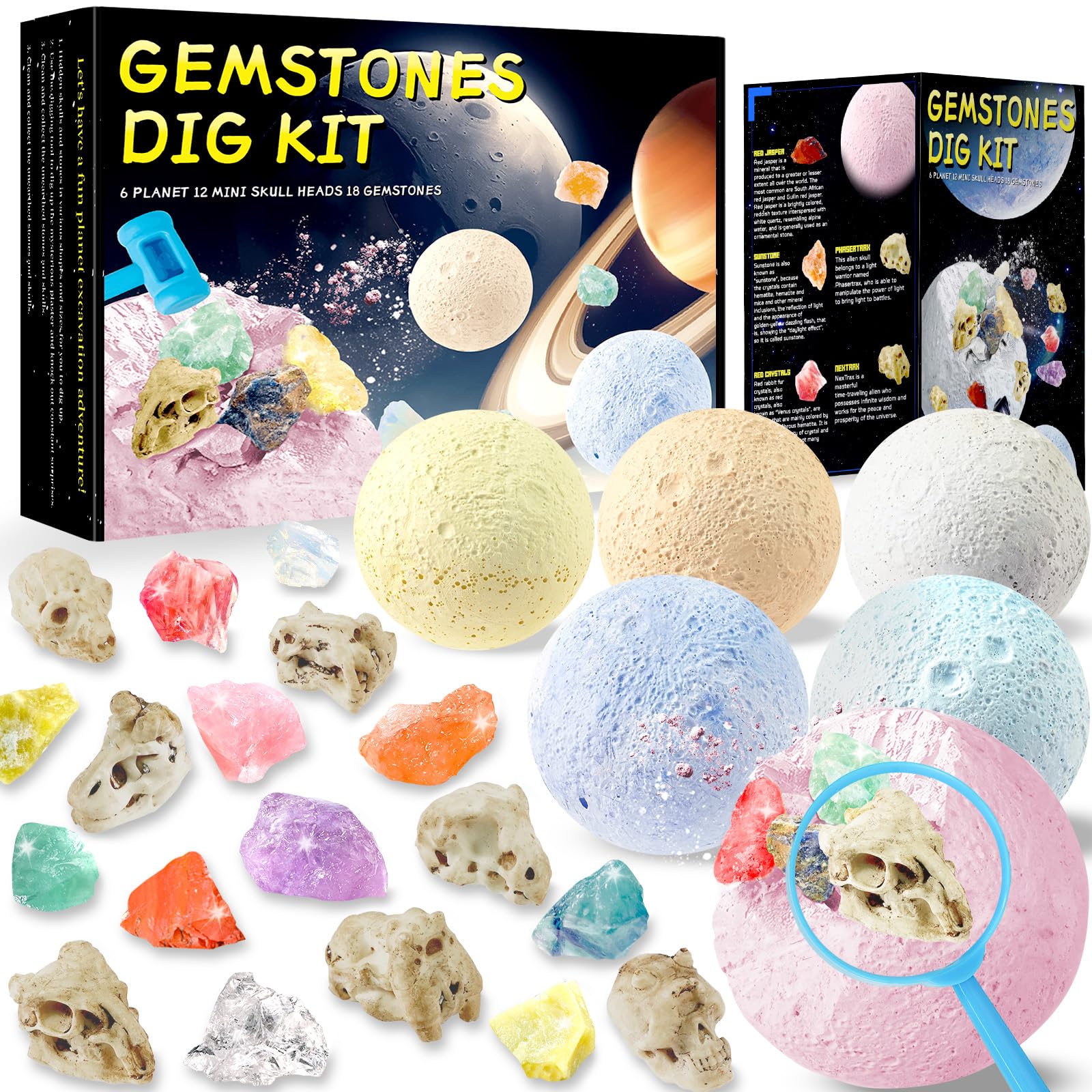 Amazon.com: Hiawbon Gemstones Dig Kit, Dig up 6 Planets Find 12